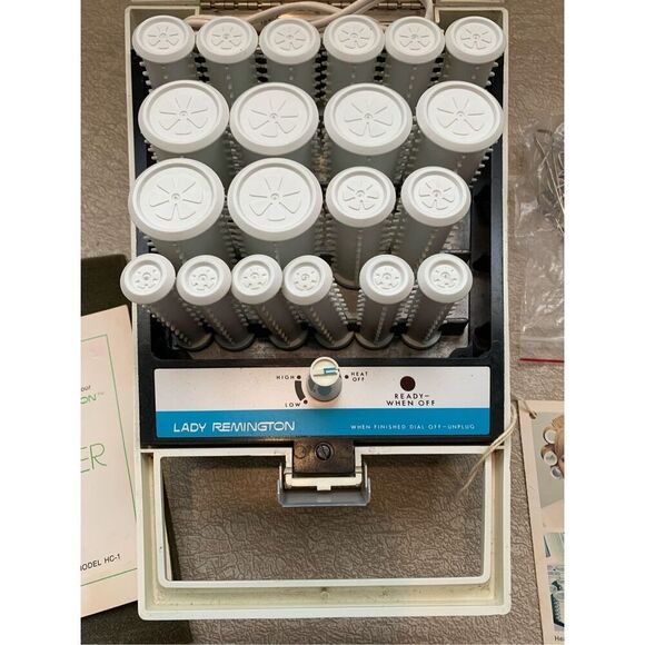 Lady Remington Heated Hair ROLLERS 1970s HC-1  Clips Curler TESTED Complete - Picture 3 of 9